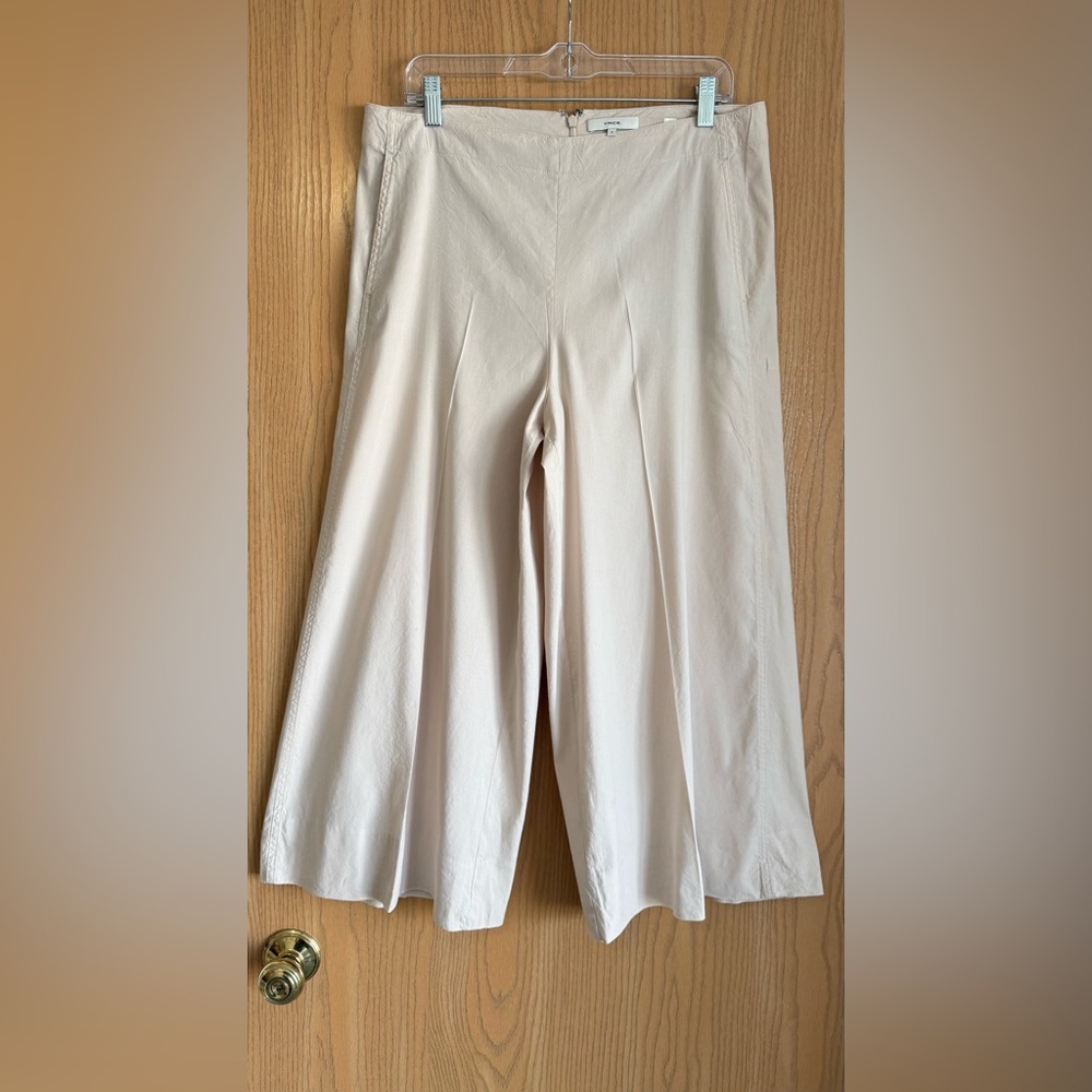 Vince Cream Wide-Leg Cropped Pants